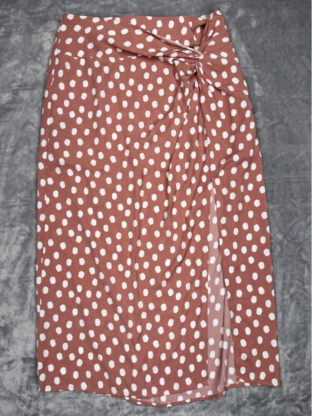 Abercrombie & Fitch Brown and White Polka Dot Wrap Midi